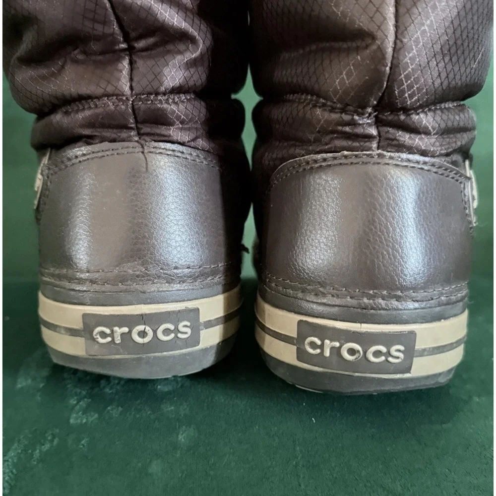 Crocs Winter Puff Boot Womens Size 11 Brown Good Quilted Insulated Snow Boots‎